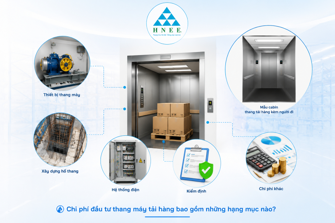 Chi phí đầu tư thang máy tải hàng bao gồm những hạng mục nào