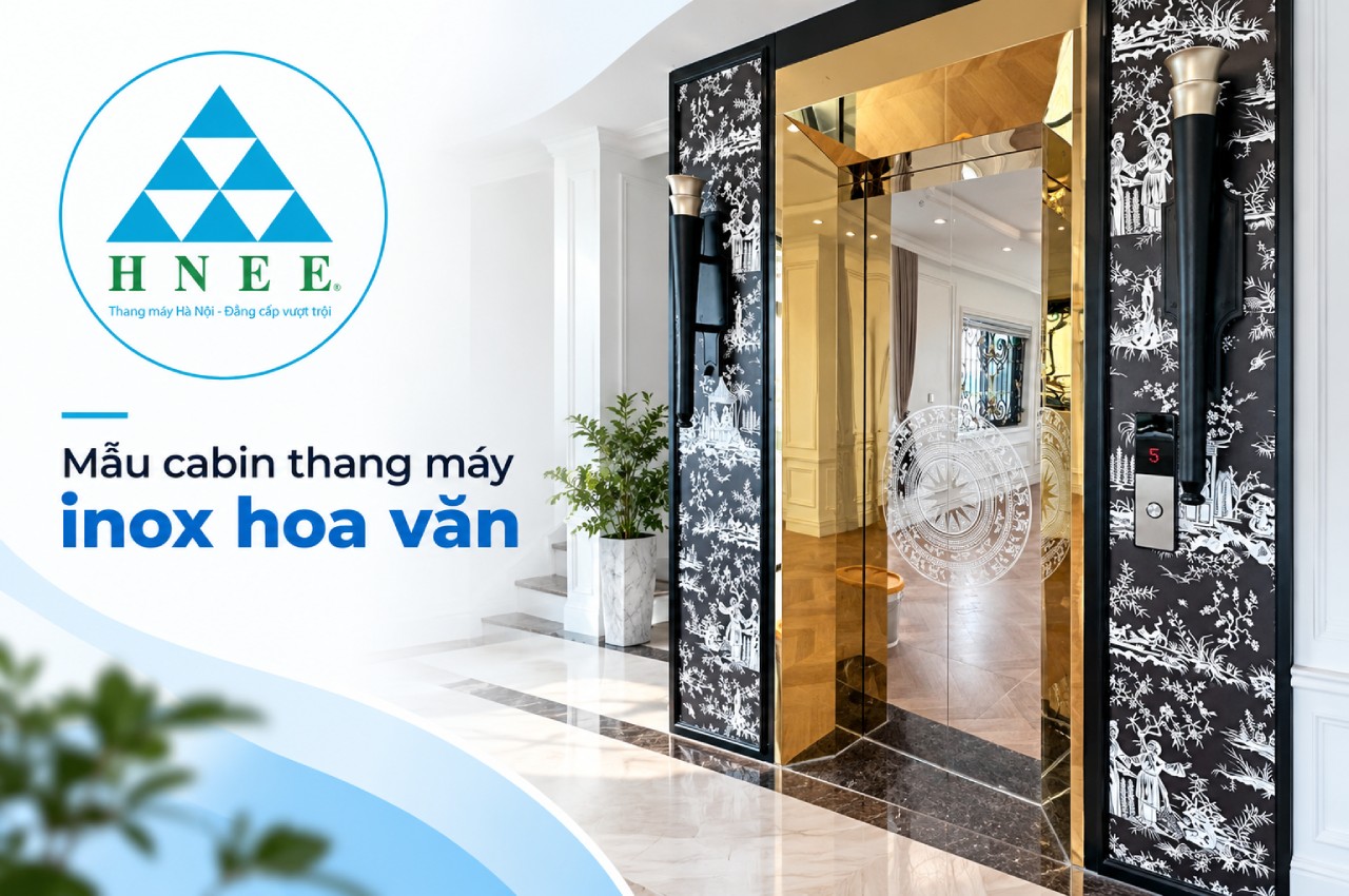 Mẫu cabin thang máy inox hoa văn