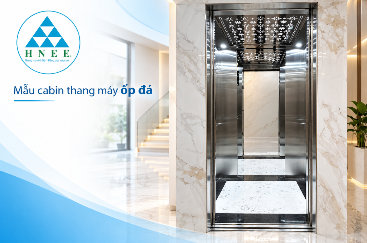 Mẫu cabin thang máy ốp đá