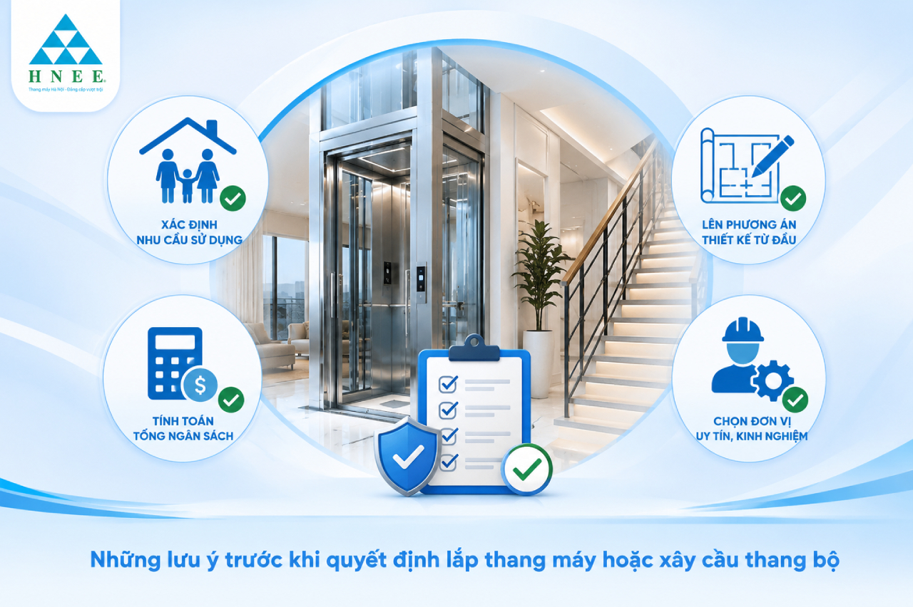 Những lưu ý trước khi quyết định lắp thang máy hoặc xây cầu thang bộ