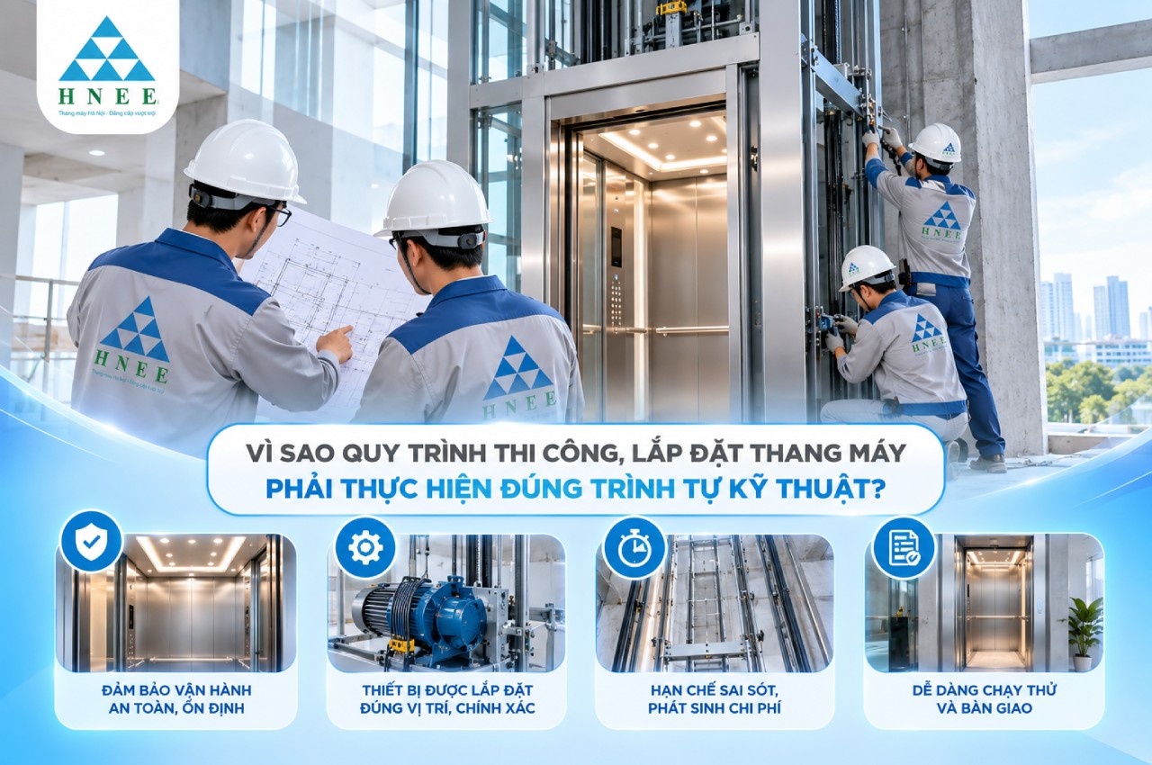 Vì sao quy trình thi công, lắp đặt thang máy phải thực hiện đúng trình tự kỹ thuật