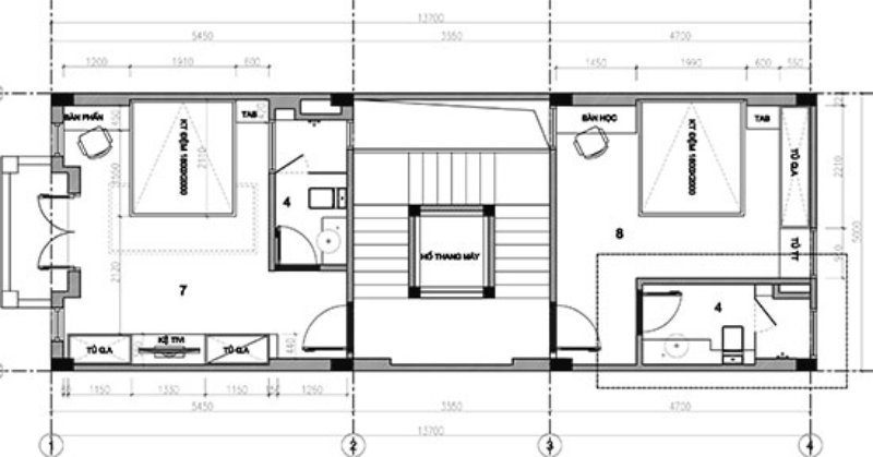 Vị trí đặt thang máy trong nhà ống