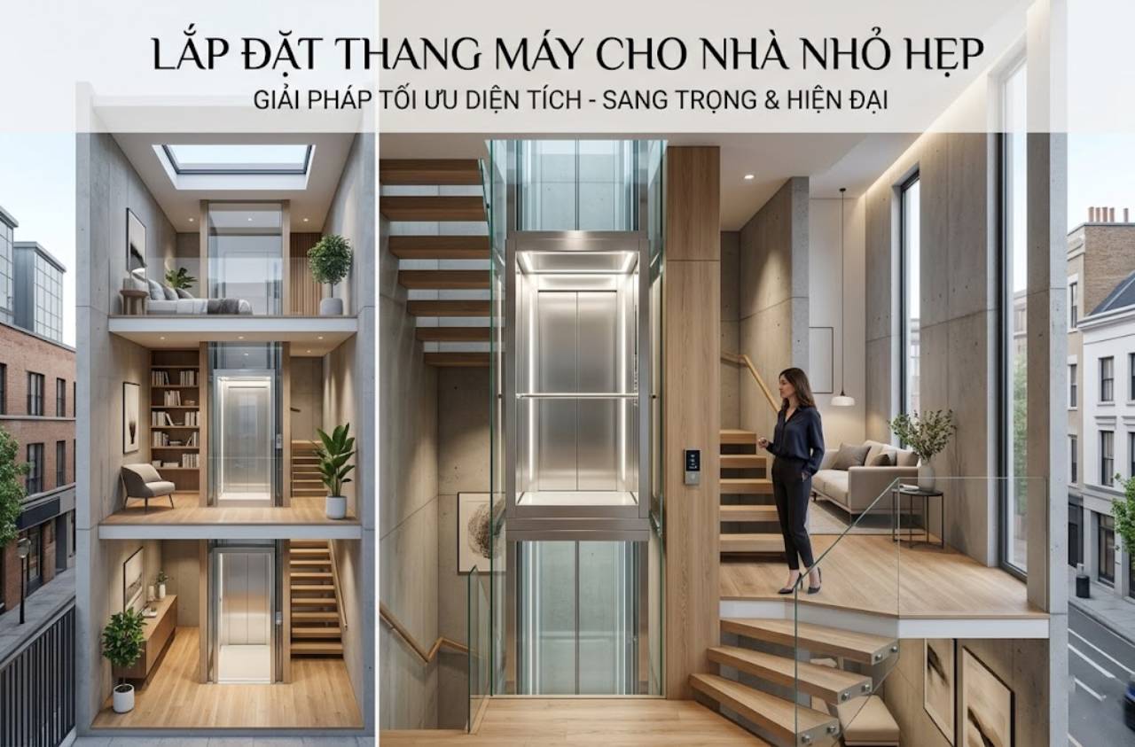 Lắp đặt thang máy cho nhà nhỏ hẹp tối ưu diện tích hiệu quả